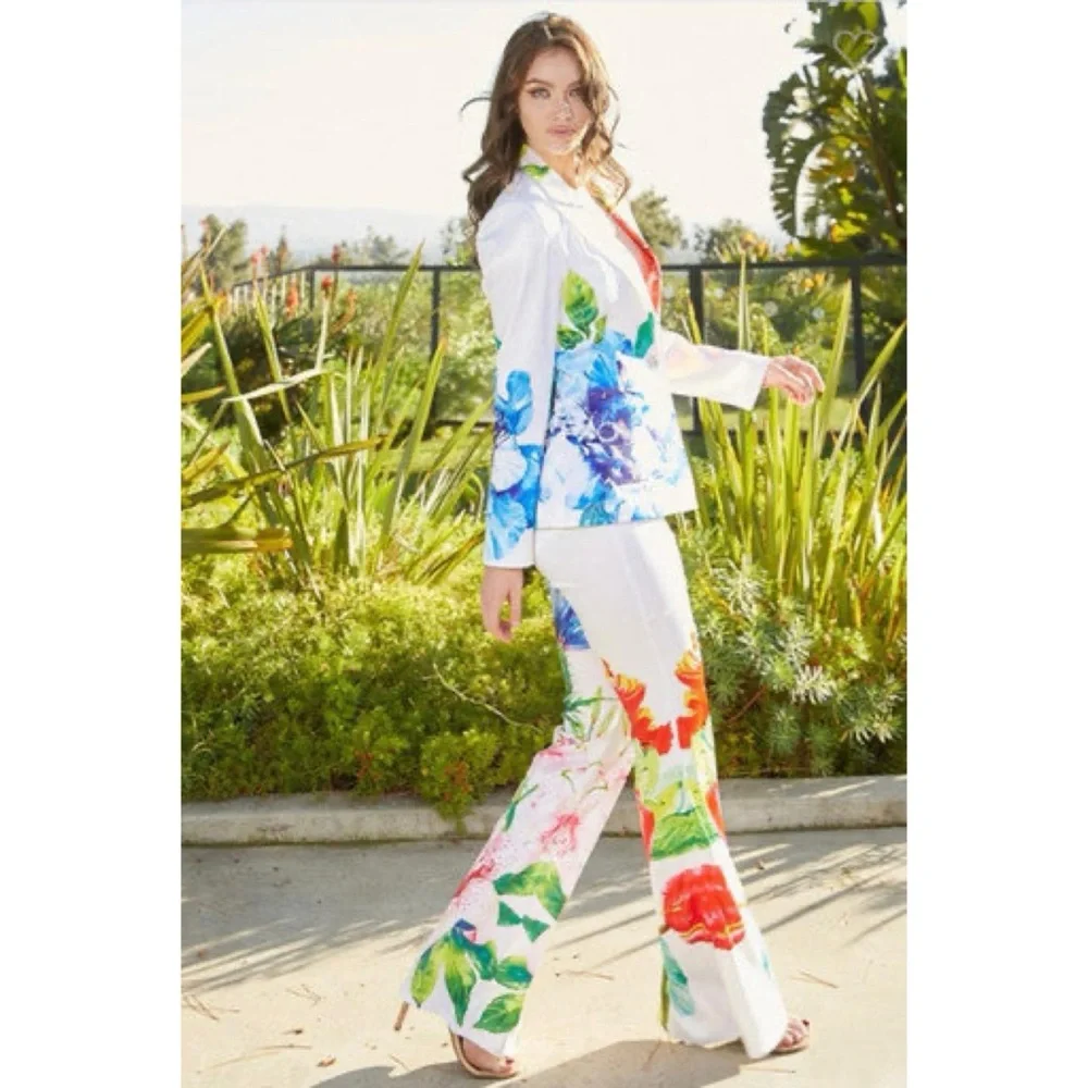 Floral Print Women's Pantsuit - Picture 4 of 5